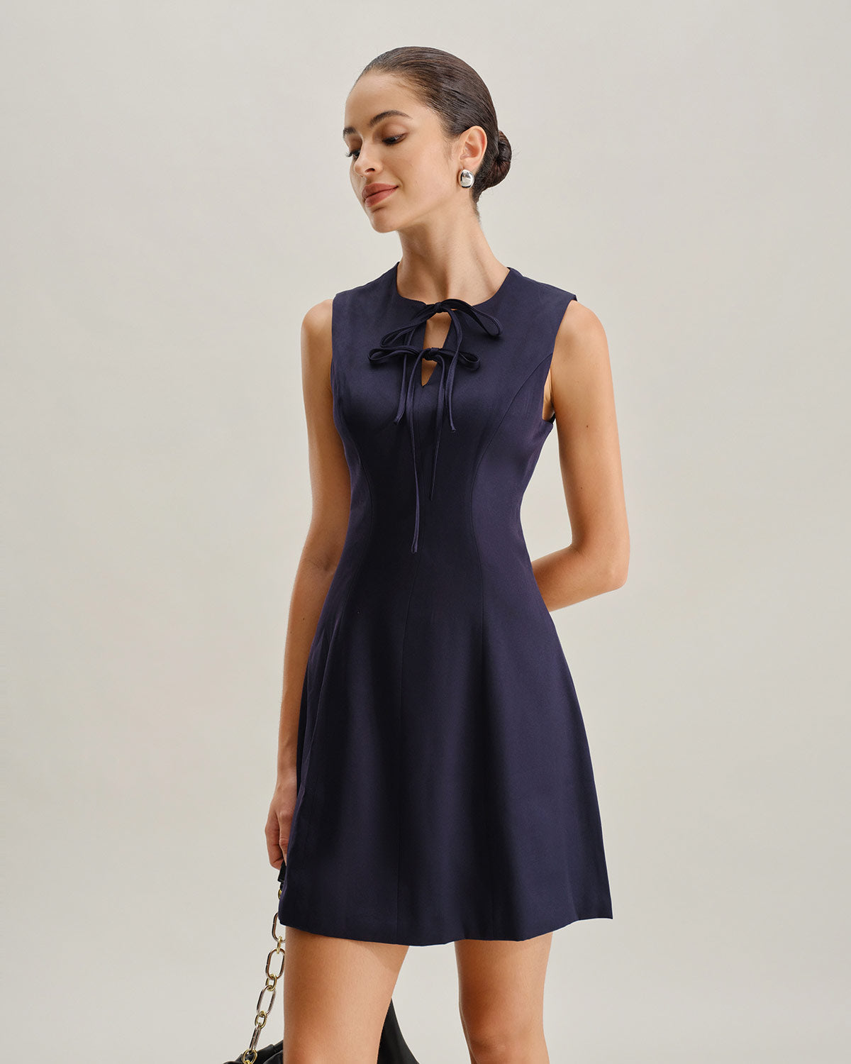 Blue Round Neck Sleeveless A-Line Mini Dress