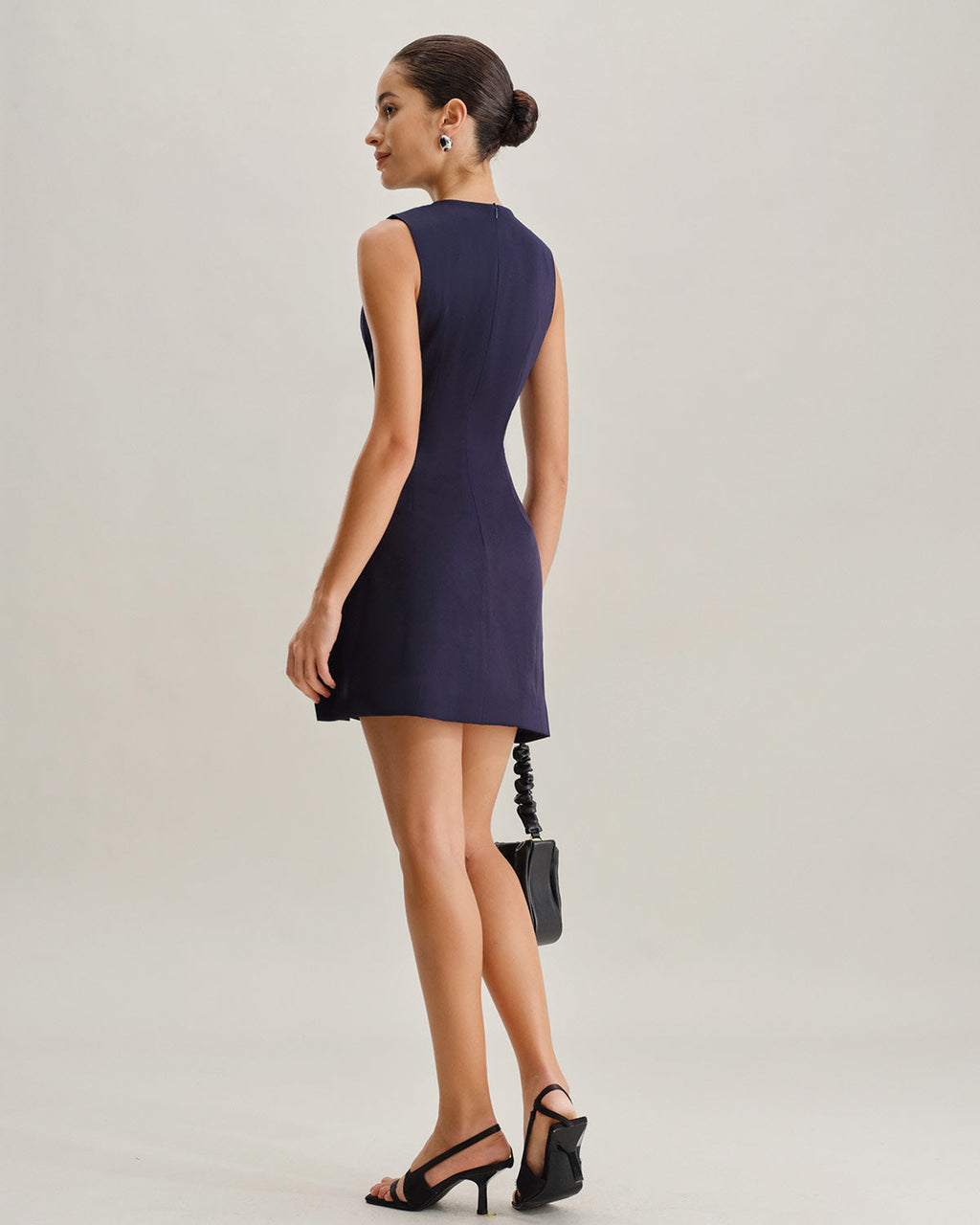 Blue Round Neck Sleeveless A-Line Mini Dress