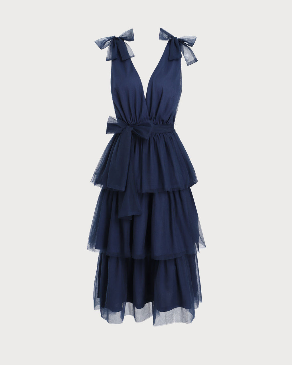 Navy Tiered Backless Maxi Dress
