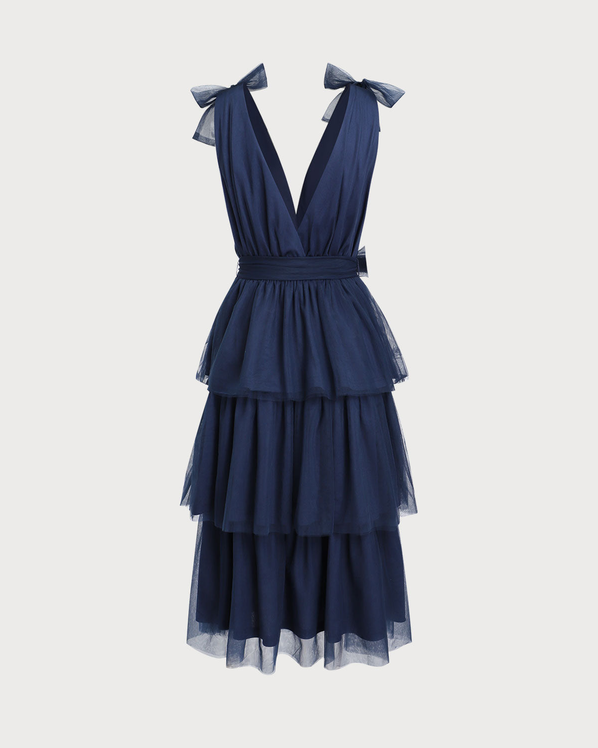 Navy Tiered Backless Maxi Dress
