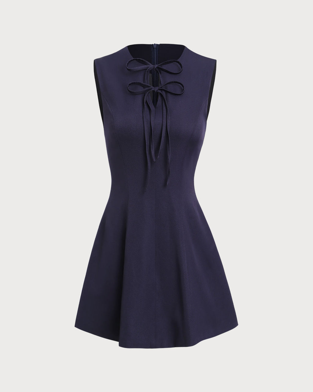 Blue Round Neck Sleeveless A-Line Mini Dress