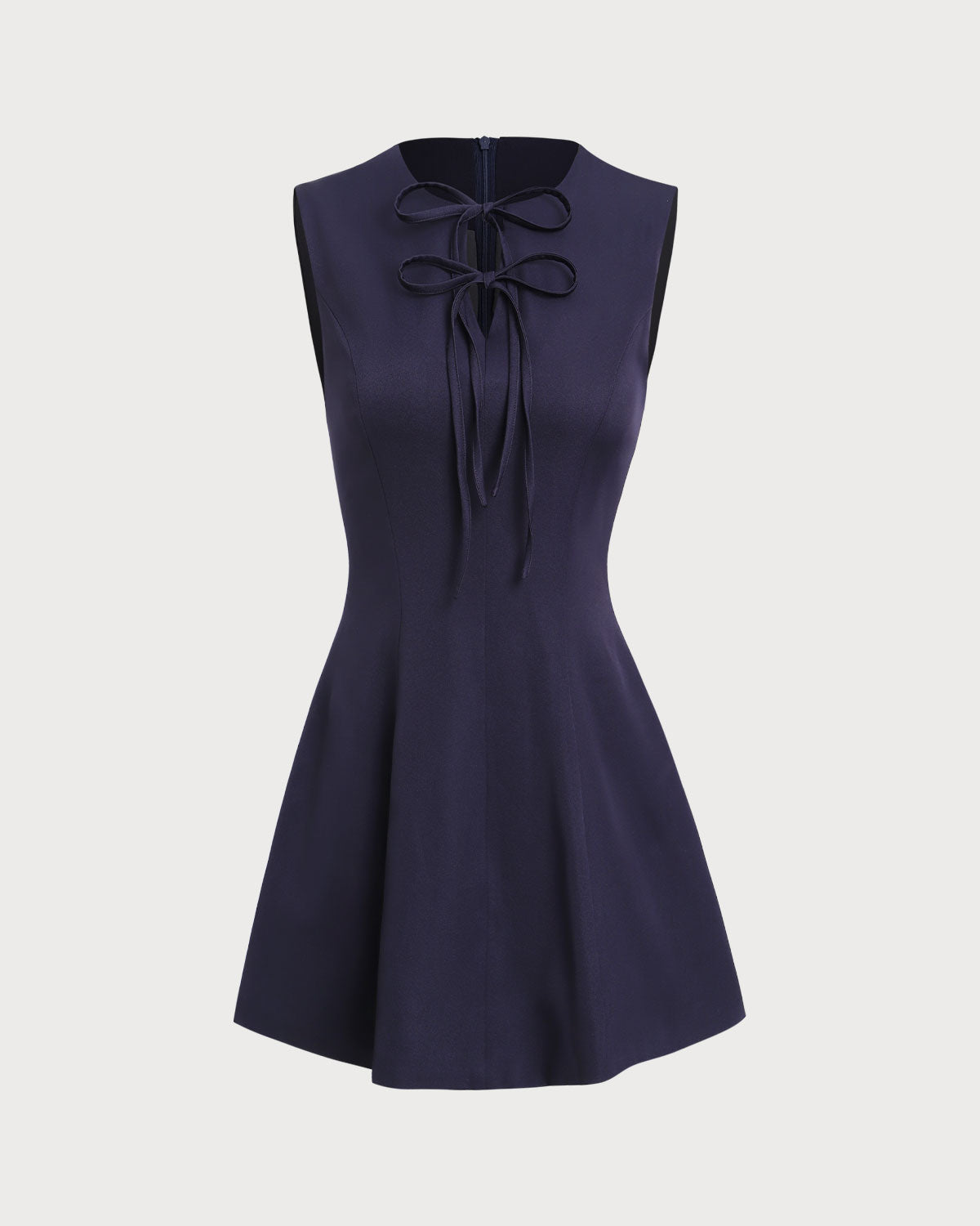 Blue Round Neck Sleeveless A-Line Mini Dress