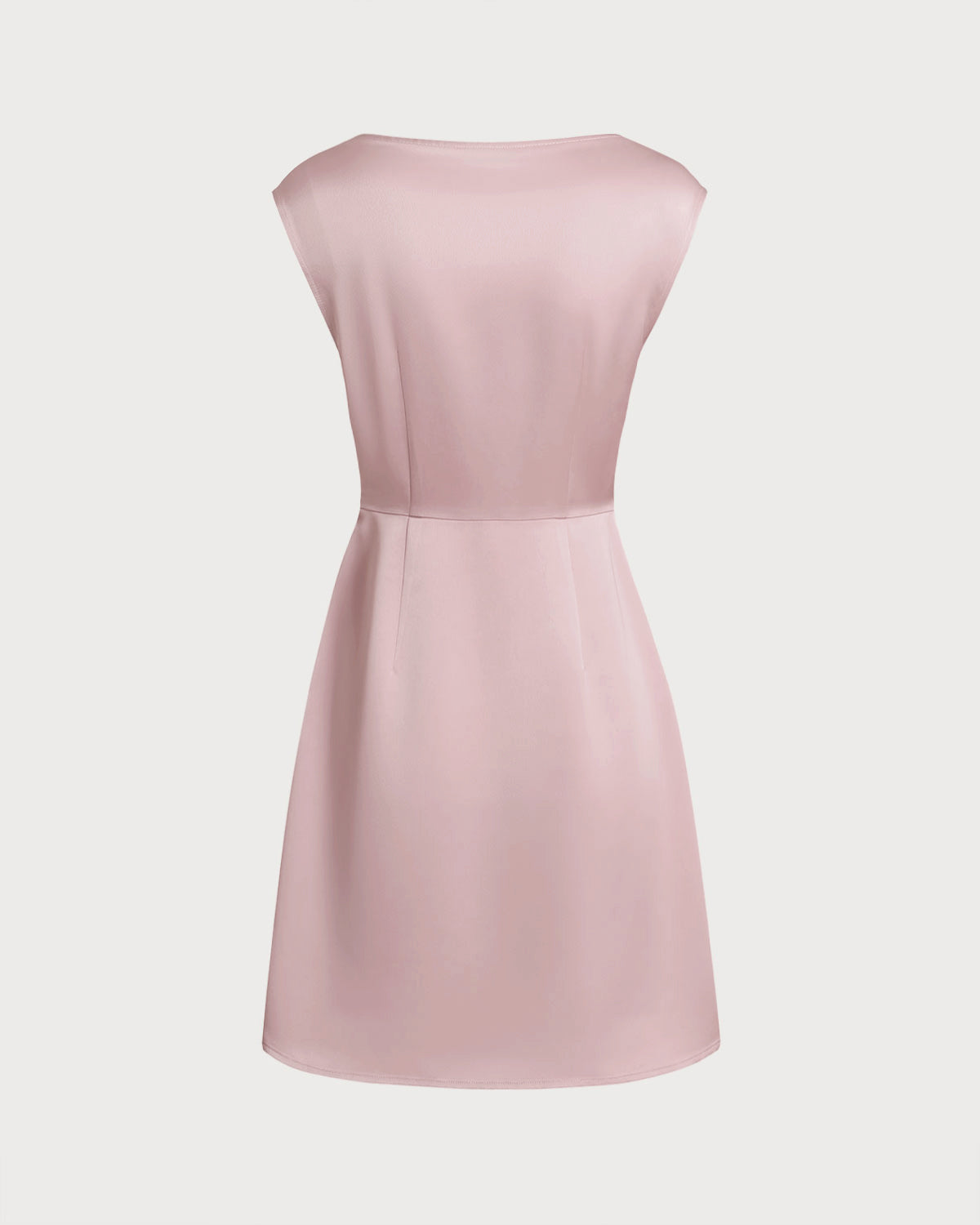 Pink Boat Neck Satin Mini Dress